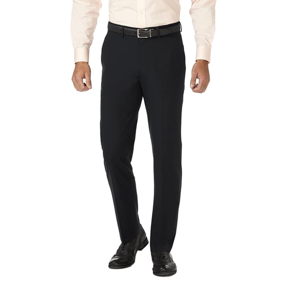 J.M. Haggar mens J.m Haggar Stretch Superflex Waist Slim Fit Flat Front Dress Casual Pants, Black, 32W x 32L US