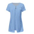 thumbnail image 4 of Baberdicy Ruched Tunic Tops for Women - Casual Short Sleeve Blouses (Leggings Matching, Spring/Summer Outfits) Sky Blue M, 4 of 4