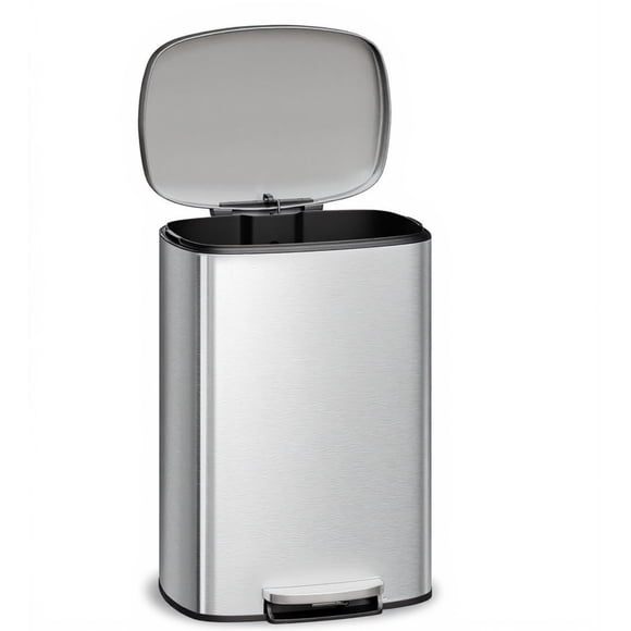 Garvee 13.2 Gallon Stainless Steel Kitchen Trash Can with Lid, 1 Inner Bucket, Silver