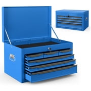 Gymax 24'' Tool Chest Case Steel Tool Box w/ 6 Drawers Top Storage Automatic Lock Blue