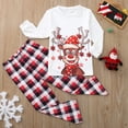 thumbnail image 2 of Christmas Kids Plaid Deer Print Long Sleeve Tops+Pants Family Pjs Matching Set, 2 of 9
