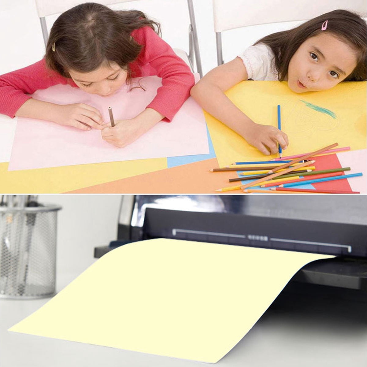 OULII Colored Copy Paper for Office Use Assorted Color A4 Size 100 Sheets Bright and Printable