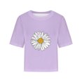 thumbnail image 3 of Women Drop Shoulder Round Neck Oversized Crop Tops Workout Tops Tees, 3 of 5