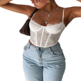thumbnail image 4 of Women Sling Tank Tops Lace Patchwork Hollow Out Street Style Vest, 4 of 5