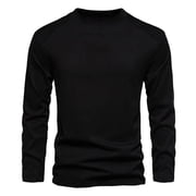 LUOGENLI Male T-shirts for Mens Men's 2025 Weighty Vintage Cotton Crew Neck Long Sleeve T Shirt with Sleeves Mens T-shirts Graphic Tees Easter Black XL