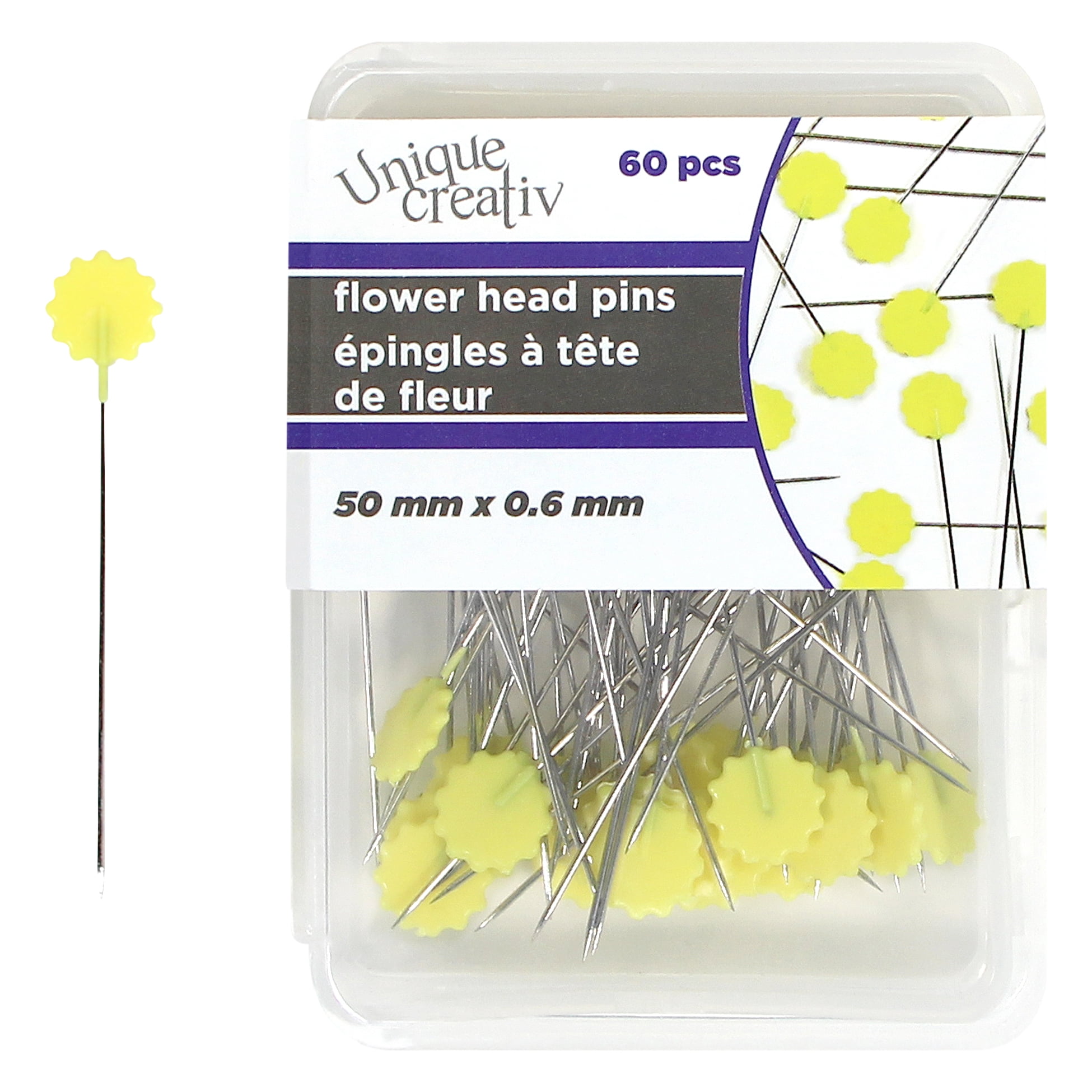 UNIQUE CREATIV fleur Head Pins, 50 mm (1.97 po), 60 pièces