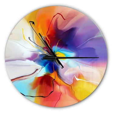 Designart 'Creative Flower in Multiple Colors ' Farmhouse wall clock