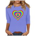 thumbnail image 2 of Qertyioot Cadeau de la Saint-Valentin! Mode Féminine Manches Trois-Quarts Col Rond Rétro Imprimé de Noël Haut Ample Blouse Manches Trois-Quarts, 2 of 4