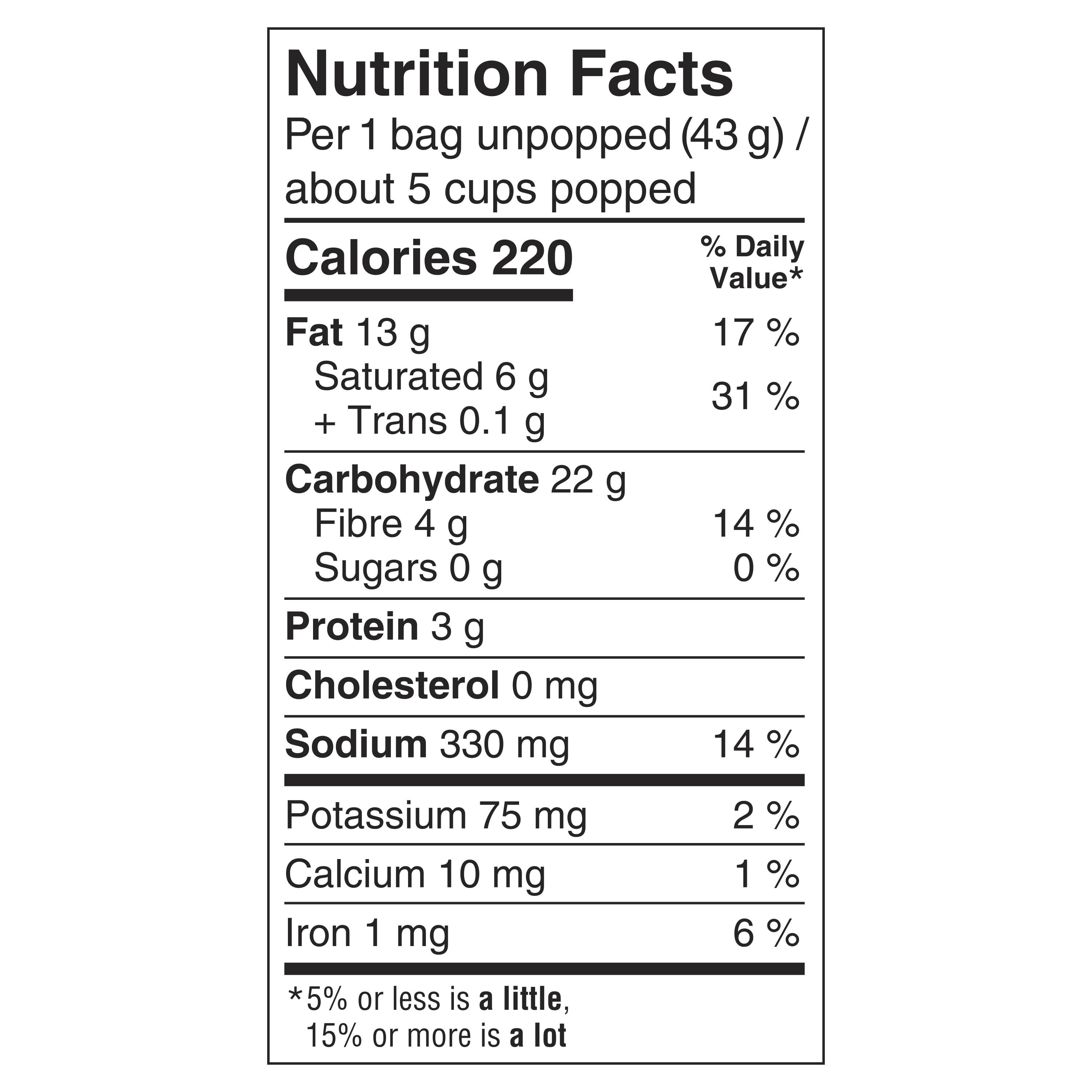 Orville Redenbacher Maïs éclaté au micro‑ondes saveur beurre, maïs éclaté 100 % grains entiers, sans gluten, 340 g (8 mini sacs x 43 g)