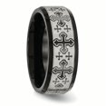 thumbnail image 4 of Stainless Steel Brushed/Polished Black IP Laser Etched Pattern Ring 8.5 Size, 4 of 6