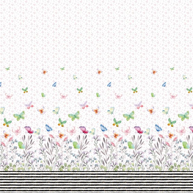 Soimoi Moss Georgette Fabric Leaves,Bell Flower & Butterflies Panel Print Fabric by the Yard 42 Inch Wide