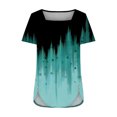 thumbnail image 4 of Pompotops Mode Femmes Casual Imprimé Col Carré Manches Courtes Boutons Tops Chemisiers Amples, 4 of 5
