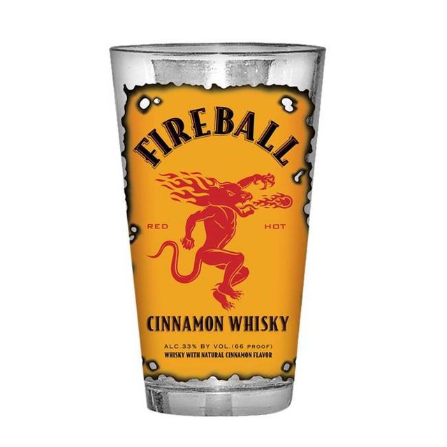 Fireball Whiskey Fireball Whisky Burnt Label Pint Glass