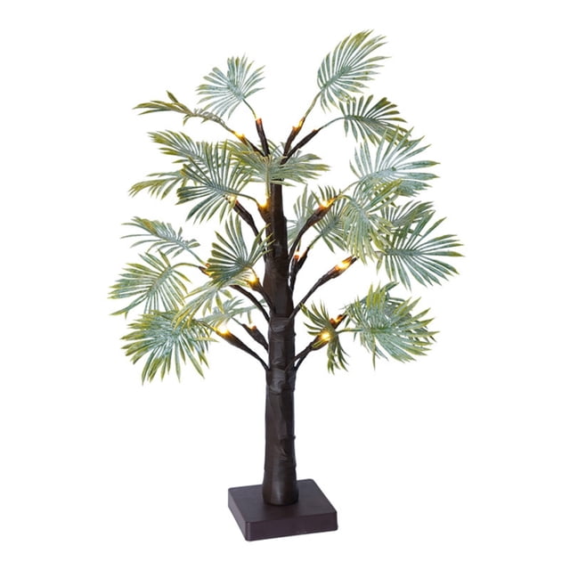 LED Christmas Tree Lights – Palm Leaf Design, Warm White Glow, Battery Powered (3 AA Batteries), 55 cm Tall, IP44 Rated, for Tabletop or Floor Holiday Decor