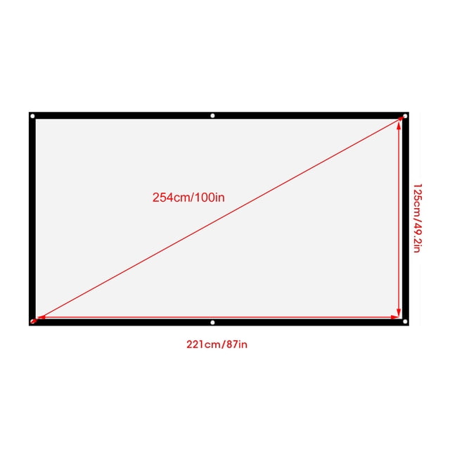 Projection Screen Kit, 16:9 Thicken Portable Non Crease Soft White Polyester Projector Curtain Projection Screen for Home Theater Conference Outdoor Camping Movie