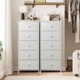 thumbnail image 4 of GUNAITO Commode Haute pour Chambre avec 5 Tiroirs Commode Bac de Rangement en Tissu Blanc, 4 of 10