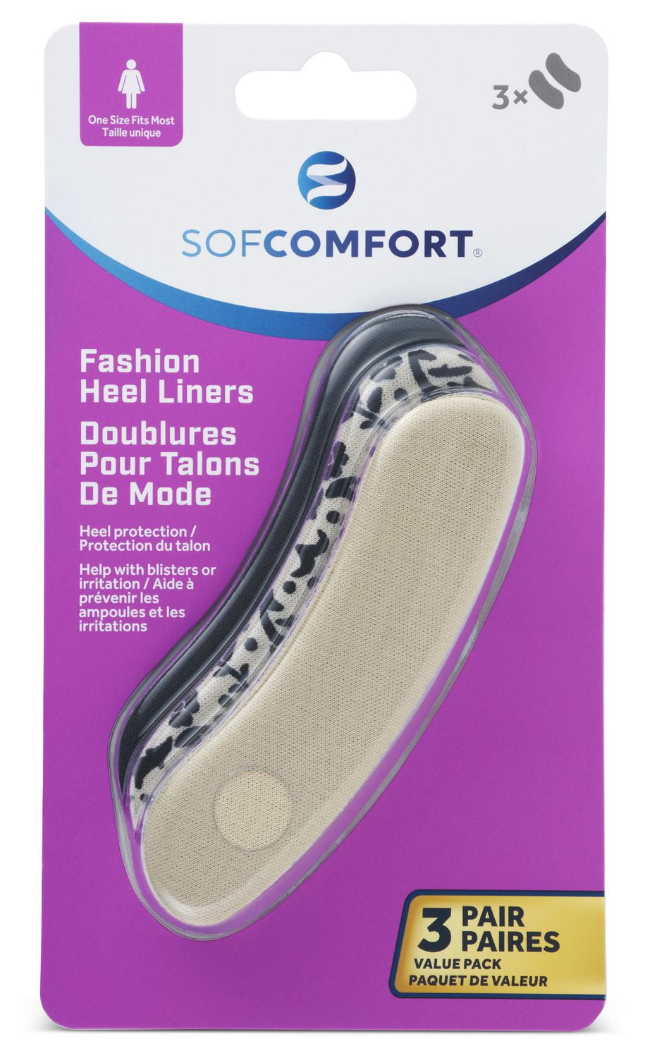 SOF COMFORT FASHION HEEL LINER 3 PAIR