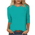 thumbnail image 1 of Birdeem Womens Casual Solid Color Round Neck Three Quarter Sleeve Tops Blouse, 1 of 12