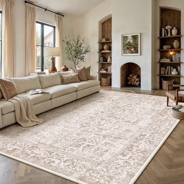 BERTHMEER Tapis 152 X 213 cm (5 Pieds X 7 Pieds) pour Salon, Chambre, Salle à Manger, Maison de Campagne, Dortoir, Bureau, Antidérapant, Lavable, Style Oriental Vintage, Traditionnel, Rétro, Intérieur, Marron