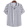 thumbnail image 2 of XZNGL Chemise en Denim Homme Homme Décontracté Boutons Plage Imprimé Rayé Non Positionné Col Rabattu Chemise à Manches Courtes Blouse Chemise pour Homme Décontracté, 2 of 9