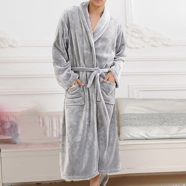 Plush Robes for Women and Men Bathrobe Plus Size Long Soft Lightweight Bathrobe Nightgown with Pockets Winter Warm Pajamas Shower Nightgown Winter Pajamas For Women Clearance