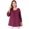 thumbnail image 1 of GRACE & GRANDEUR Women's Plus Size  Casual Solid Raglan Sleeves Tops Purple 2X, 1 of 6