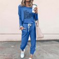 thumbnail image 2 of Pisexur Womens Lounge Set 2 Piece Outfits Long Sleeve Letter Print Blouses Tops Drawstring Pockets Long Pants Track Suits Plus Size Vacation Outfits Sweatsuit Set S-5XL, 2 of 4