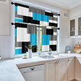 thumbnail image 2 of Light Blue Kitchen Curtains Black Grey Window Curtains Valance and Tier Set of 3, White Modern Rod Pocket Short Tier Curtain for Bathroom, Abstract Small Modern Small Kitchen Decor 52" x 24", 2 of 5