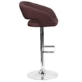 thumbnail image 3 of Contemporary Brown Fabric Adjustable Height Barstool with Rounded Mid-Back and Chrome Base, 3 of 9