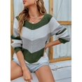 thumbnail image 2 of Tralilbee Women Long Sleeve Crew Neck Pullovers Stitching Color Loose Knitted Sweaters, 2 of 6