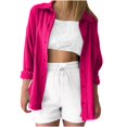 thumbnail image 1 of Timegard Tops for Women Lapel Neck Long Sleeve Button up Shirts Solid Color Fall Casual Loose Blouse, 1 of 4