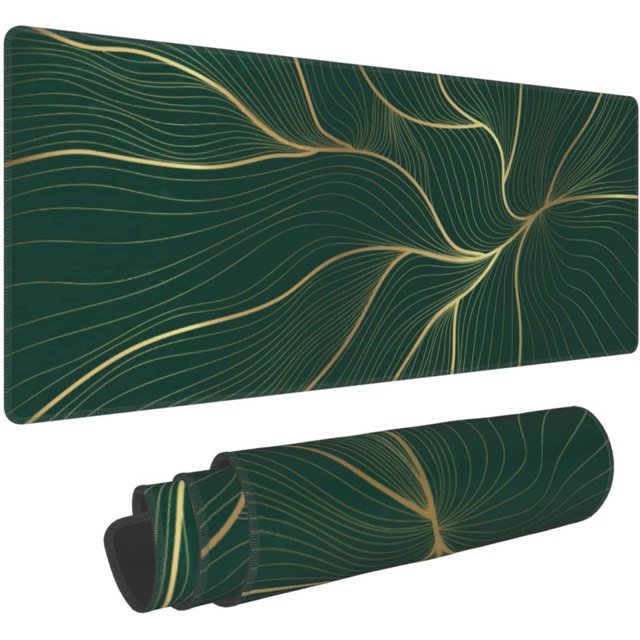 Marble XL Large Mouse Pad Emerald and Golden Texture Gaming Mousepad Big Long Extended Deskmat for Women Desktop Makeup Mat for Computer Laptop Keyboards Office Decor (31.5"x11.8")