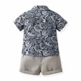 thumbnail image 3 of Birdeem Ensemble d'Été pour Enfants Garçons Chemise à Manches Courtes à Col à Revers et Short avec Cravate, 3 of 9