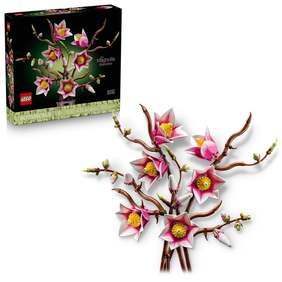 LEGO Botanicals Magnolia Branches Building Set for Adults, Ages 18+ - Artificial Flowers for Home Office, Bedroom, or Desk Decor - Gifts for Women & Men - 11510