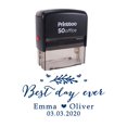 thumbnail image 1 of Printtoo Personalized Blue Self Inking Best Day Ever Wedding Favor Stamp Custom Rubber Stamper-68 x 30 mm, 1 of 6