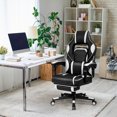 thumbnail image 3 of Gymax Massage Gaming Chair Recliner Racing Chair w/ Retractable Footrest Home White, 3 of 10