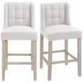 thumbnail image 1 of HOMCOM Tabourets de Comptoir Modernes Chaises de Comptoir Rembourrées Ensemble de 2 Beige, 1 of 10