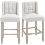 HOMCOM Modern Counter Bar Stools Upholstered Counter Chairs Set of 2 Beige