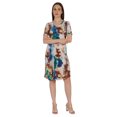thumbnail image 2 of Moomaya Robe Midi en Jersey de Coton Imprimé pour Femmes, Col en V, Été, Manches Courtes, Longueur Genou, 2 of 4
