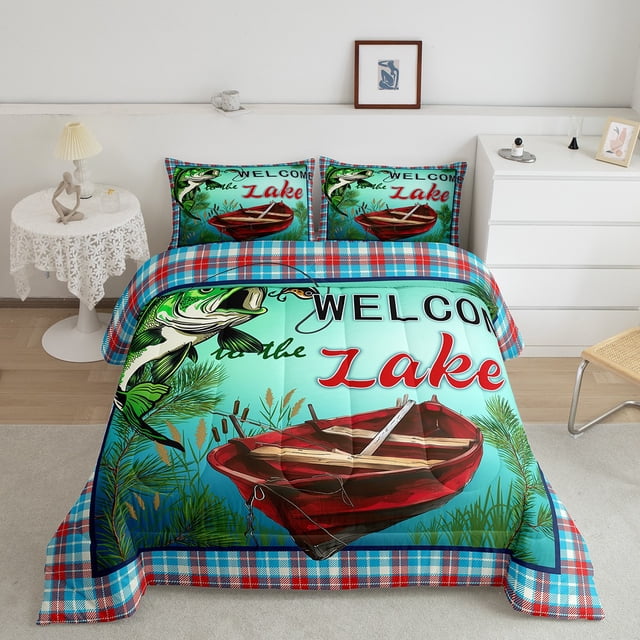 Erosebridal Ensembles de Douillette de Chasse et de Pêche Format Simple, Douillettes et Couettes pour Lac et Bateau, Déco Buffalo, Réversible 2 Pcs