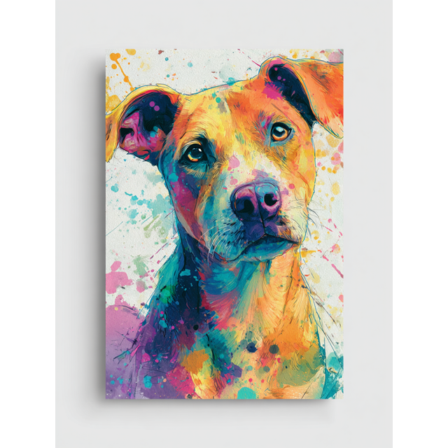 Vibrant Dog Portrait Canvas Wall Art 15.75x11.81 Inches