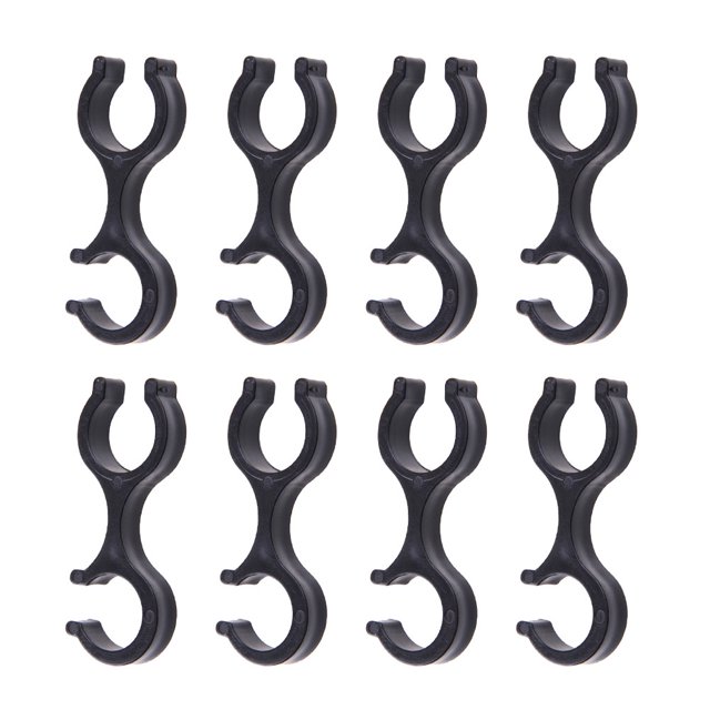 8pcs Alpenstock Handcuffs Shape Clips Housing Hose Guide for Outdoor Walking Stick (Black)