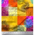 thumbnail image 1 of Soimoi polyester Crepe Fabric Mandala & Paisley Patchwork Print Sewing Fabric Yard 52 Inch Wide, 1 of 3