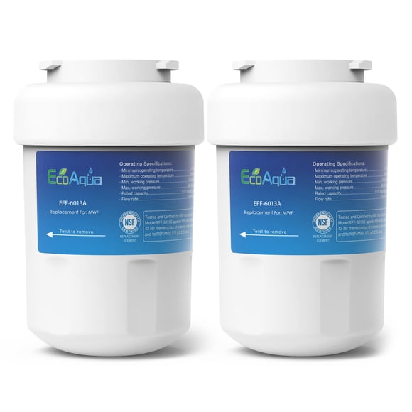 Ecoaqua Eff-6013A Replacement Filter Compatible With Ge Mwf Smartwater Mwfa Mwfp Gwf Gwfa 46-9991 Hdx Fmg-1 Wfc1201 Gse25Gshecss Pc75009 Rwf1060 Refrigerator Water Filter 2 Pack