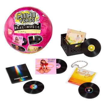 MGA's Miniverse Real Music Vinyl Mystery Blind Packaging, Mini Playable Vinyl Records, 4 Records per pack, Sleeve & Keychain, Collectors,  Ages 8+