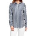 thumbnail image 2 of INSPIRE CHIC Chemise à Manches Retroussables pour Femmes à Rayures Ourlet Haut-Bas Bleu Foncé Blanc TG, 2 of 6