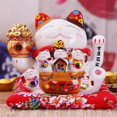 thumbnail image 2 of 7Inch Ceramic Beckoning Cat Maneki Neko Ornament Feng Shui Decoration Swing Lucky Cat,B, 2 of 10
