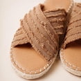 thumbnail image 5 of Penkiiy Women's Slide Sandal Denim Crossover Flat Slippers 40 Brown, 5 of 5