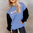 thumbnail image 2 of FAOWME Child Long Sleeve Color Matching Printed Letters Hooded Sweatshirts Pullover Tops Blue 3-4 Years, 2 of 4