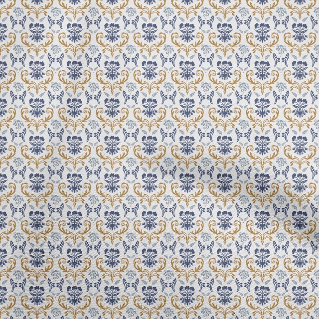 oneOone Polyester Spandex Blue Fabric Floral Craft Projects Decor Fabric Printed By The Yard 56 Inch Wide
